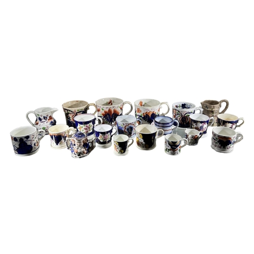 67 - LARGE COLLECTION OF 19TH CENTURY GAUDY MUGS, CUPS & SAUCERS
Various designs and patterns, majority d... 