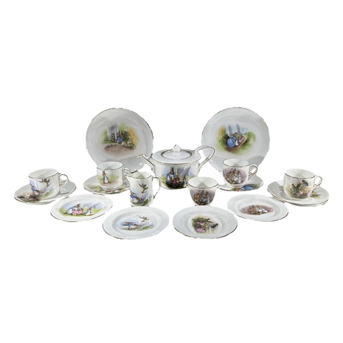 71 - GRIMWADES, BEATRIX POTTER, A 1920’S SMALL PORCELAIN PETER RABBIT PART TEA SET
Comprising teapot, cup... 