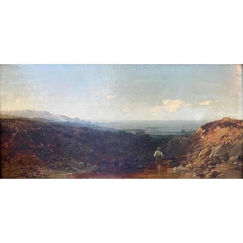 257 - EDMUND JOHN NIEMANN, 1813 - 1876, 19TH CENTURY OIL ON CANVAS
Coastal mountain landscape, with fisher... 