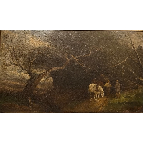 258 - WILLIAM JOSEPH SHAYER BRITISH, 1811 - 1891, A 19TH CENTURY OIL ON BOARD
Woodland landscape, huntsman... 