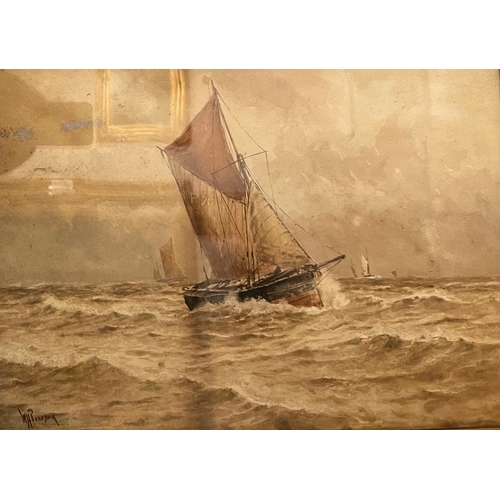 259 - WILLIAM HENRY PEARSON, B. 1914, WATERCOLOUR 
Seascape with boats, signed lower left, framed and glaz... 