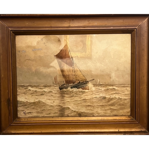 259 - WILLIAM HENRY PEARSON, B. 1914, WATERCOLOUR 
Seascape with boats, signed lower left, framed and glaz... 