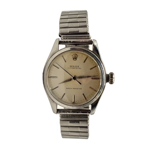 29 - ROLEX, OYSTER, ROYAL STEEL CASED MECHANICAL GENTLEMAN’S WRISTWATCH, CIRCA 1950
Having gilded hour ba... 