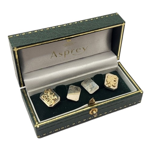 27 - ASPREY & CO. LTD, A CASED PAIR OF SILVER & SILVER GILT CUFFLINKS, HALLMARKED BIRMINGHAM, 2012
Rectan... 