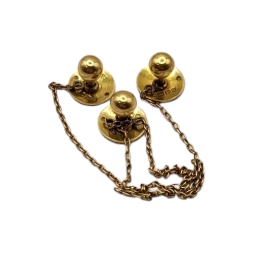 21A - VICTORIAN 18CT YELLOW GOLD DRESS STUDS, HALLMARKED CHESTER 1899
Studs attached to chain.
(approx len... 