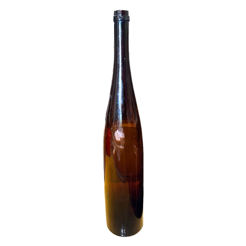 53B - AN EXTREMELY LARGE VINTAGE BROWN GLASS BOTTLE VASE. 
(h 77cm)