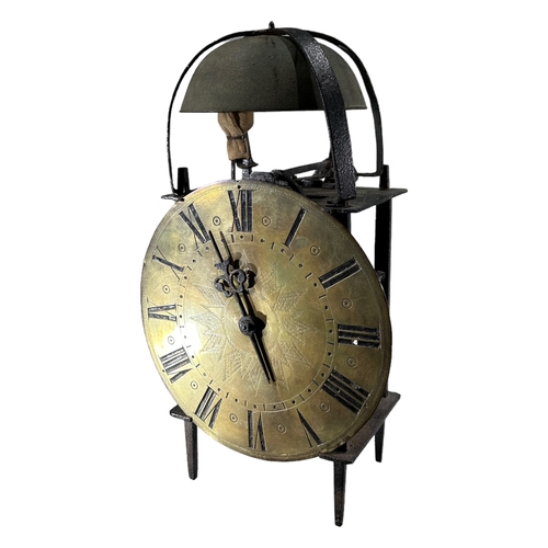 60A - AN 18TH CENTURY DESIGN LANTERN CLOCK.
(h 33.5cm)