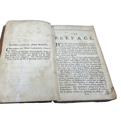 63A - 18TH CENTURY BOOK TITLED ‘COMPENDIUM OF ERASMUS’S SYNTAX; WITHIN ENGLISH EXPLICATION AND RESOLUTION ... 