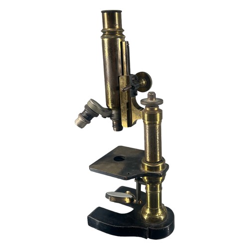 61A - A LATE 19TH CENTURY FRENCH GILT METAL MICROSCOPE, MARKED NACHET A PARIS. (h 26.5cm)