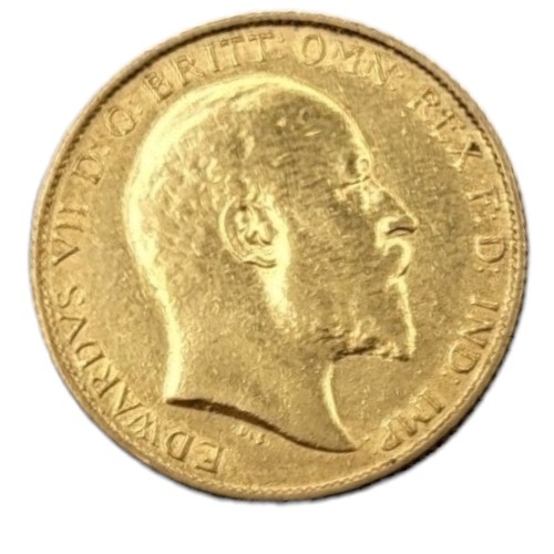 1B - AN EDWARDIAN 22CT GOLD HALF SOVEREIGN, 1908.