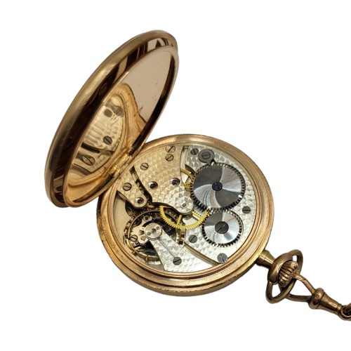 34A - C.A. & J.E. HARRIS, A 1920’S 9CT GOLD OPEN FACED POCKET WATCH, ATTACHED TO A 9CT GOLD POCKET WATCH A... 