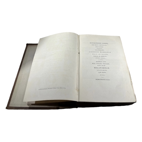 58B - DEMOCRITUS JUNIOR, EARLY/MID 19TH CENTURY BOOK TITLED: THE ANATOMY OF MELANCHOLY, SIXTEENTH EDITION,... 