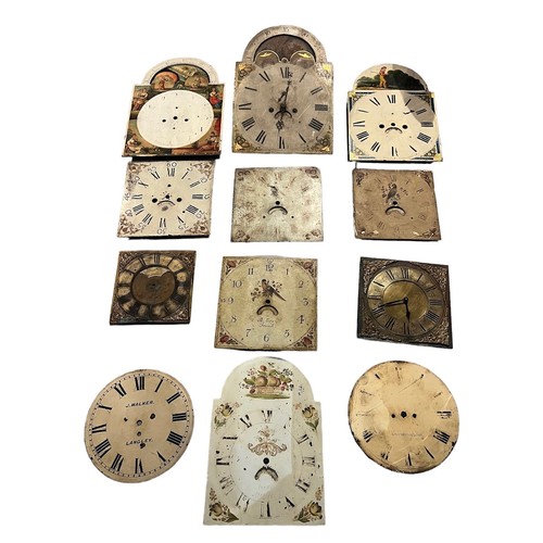 55C - A COLLECTION OF TWELVE 18TH/19TH CENTURY LONGCASE CLOCK 
Dials two signed John Adams Halesowen, Felt... 