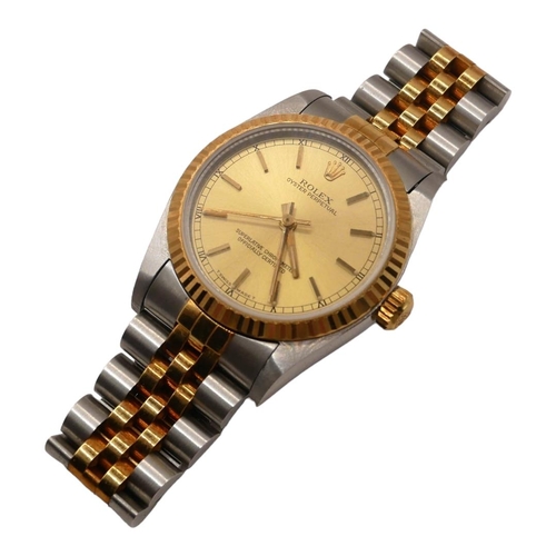 2 - ROLEX, OYSTER PERPETUAL, A 1993 LADIES’ WRISTWATCH, MODEL NUMBER 67513 Stainless steel and gold shel... 