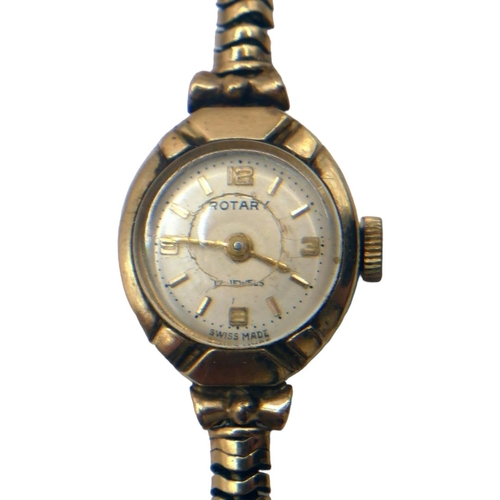 3 - ROTARY, A VINTAGE 9CT GOLD LADIES WRISTWATCH
Having 17 jewel mechanical movement and stylised cable ... 