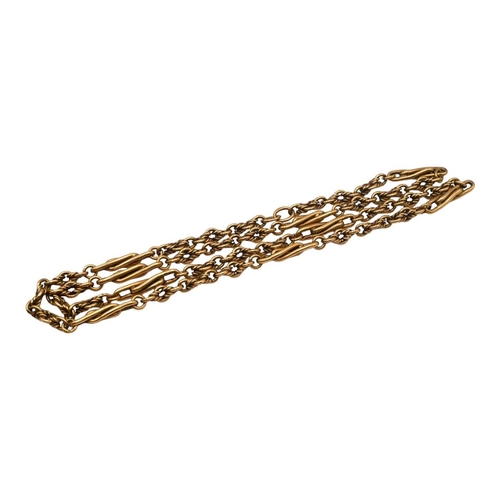 38 - A VINTAGE 9CT GOLD FANCY LINK CHAIN. 
(approx length 33cm, 46.3g)