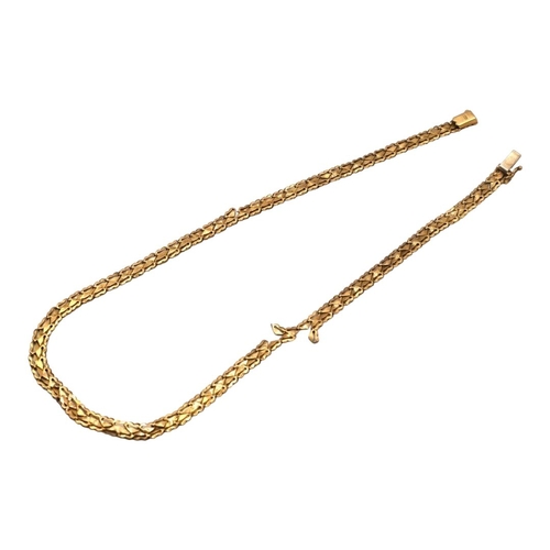 44 - POBJOY, A VINTAGE 9CT GOLD FANCY LINK NECKLACE. 
(approx length 43cm, 13.5g)