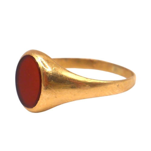 45A - AN EDWARDIAN YELLOW METAL AND CARNELIAN SIGNET RING (YELLOW METAL TESTED AS 14CT YELLOW GOLD)
Blank ... 