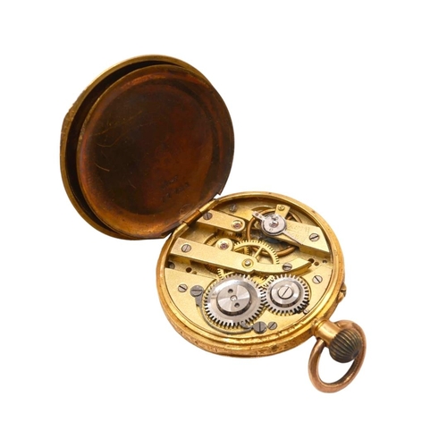 46A - A LATE 19TH/EARLY 20TH CENTURY FRENCH 18CT GOLD POCKET WATCH
Having blue steel hands, black Roman nu... 