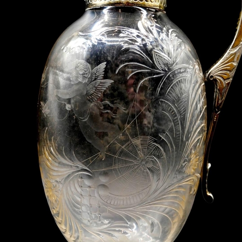 66 - CHARLES EDWARDS, A LATE 19TH CENTURY VICTORIAN SILVER TOPPED CLARET JUG, HALLMARKED LONDON, 1898
Hav... 