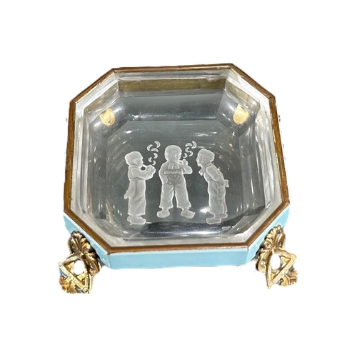 106 - HEINRICH HOFFMAN, 1867 - 1939, A LATE 19TH/EARLY 20TH CENTURY CZECH INTAGLIO GLASS PIN DISH, TOGETHE... 