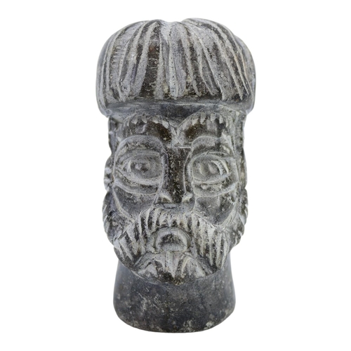 106A - AFTER SASSANIAN, IRAN, A CARVED SOAPSTONE BUST OF A MAN, POSSIBLY A KING. (h 7.9cm x w 4.2cm x d 5cm... 