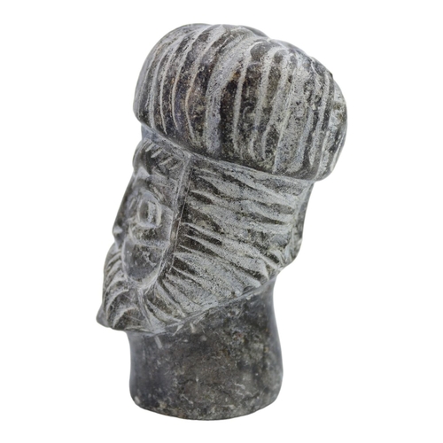 106A - AFTER SASSANIAN, IRAN, A CARVED SOAPSTONE BUST OF A MAN, POSSIBLY A KING. (h 7.9cm x w 4.2cm x d 5cm... 