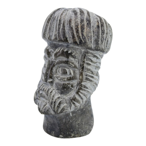 106A - AFTER SASSANIAN, IRAN, A CARVED SOAPSTONE BUST OF A MAN, POSSIBLY A KING. (h 7.9cm x w 4.2cm x d 5cm... 