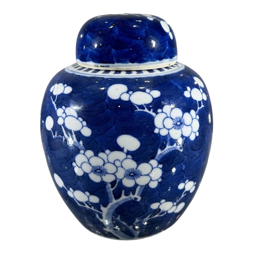 155A - A CHINESE FAMILE JUAN CYLINDRICAL POT, TOGETHER WITH TWO CHINSE GINGER JARS Blue and white ginger ja... 