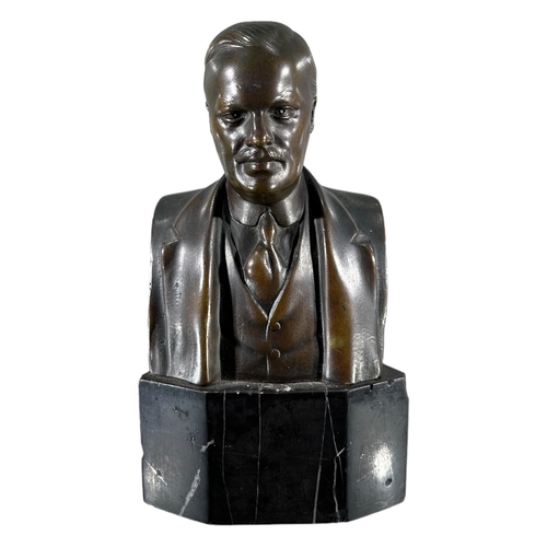 179 - S. STROBL, 1928, A 20TH CENTURY BRONZE BUST OF LORD ROTHERMERE RAISED UPON MARBLE PLINTHSigned ‘S. S... 