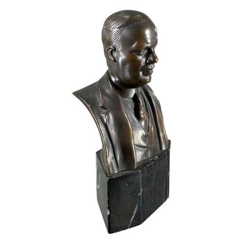 179 - S. STROBL, 1928, A 20TH CENTURY BRONZE BUST OF LORD ROTHERMERE RAISED UPON MARBLE PLINTHSigned ‘S. S... 