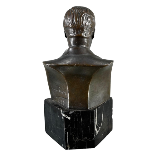 179 - S. STROBL, 1928, A 20TH CENTURY BRONZE BUST OF LORD ROTHERMERE RAISED UPON MARBLE PLINTHSigned ‘S. S... 