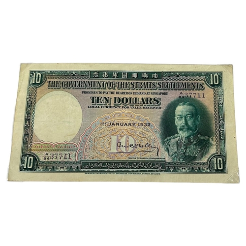 96 - GOVERMENT OF THE STRAITS SETTLEMENT $10/TEN DOLLAR BANKNOTE
1st January 1935, serial number: A/84 37... 