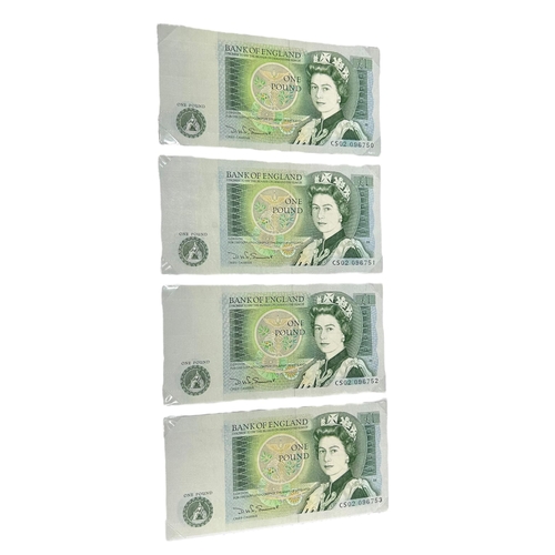 97 - SEQUENTIAL RUN OF ELIZABETH II ONE POUND BANKNOTES
CS02 096750 to 096754, together with three other ... 