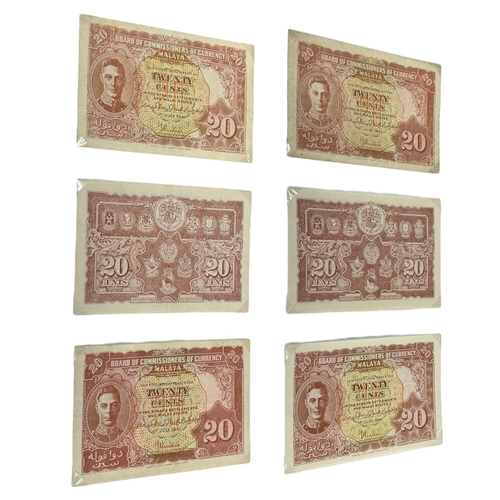 99A - SIX BOARD OF COMMISSIONERS OF CURRENCY MALAYA 20CENT BANKNOTES
Six Board of Commissioners of Currenc... 