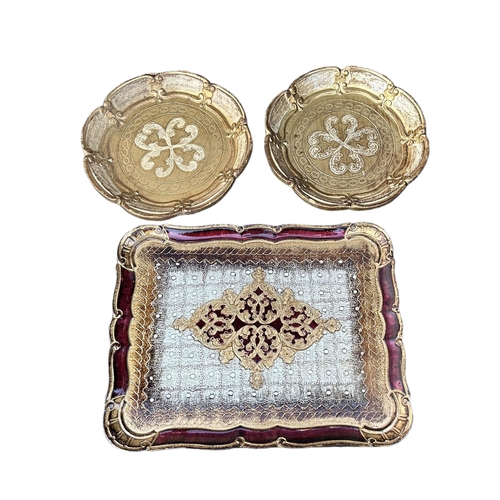 112A - FIVE ITALIAN VENETIAN PAPIER-MACHE TRAYS. (largest 51.5cm x 42cm)