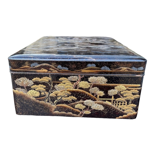 163A - A 19TH CENTURY JAPANESE MEIJI PERIOD LACQUER DOCUMENT BOX (RYOSHIBAKO)Deep Rectangular form having w... 