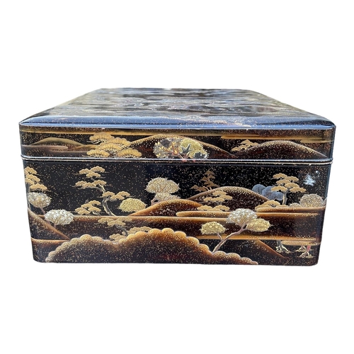 163A - A 19TH CENTURY JAPANESE MEIJI PERIOD LACQUER DOCUMENT BOX (RYOSHIBAKO)Deep Rectangular form having w... 