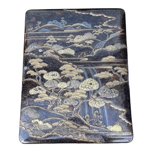 163A - A 19TH CENTURY JAPANESE MEIJI PERIOD LACQUER DOCUMENT BOX (RYOSHIBAKO)Deep Rectangular form having w... 