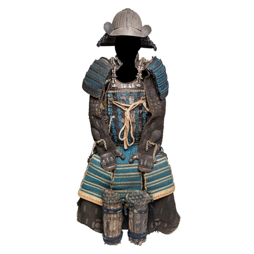 175 - JAPANESE EDO PERIOD COMPOSITE ARMOUR (TOSEI GUSOKU), comprising lacquered skull embossed in imitatio... 