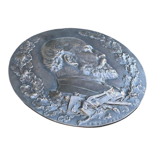 196 - CHARLES BELL BIRCH, ARA, 1832 - 1894, A 19TH CENTURY BRITISH BRONZE RELIEF PLAQUE SHOWING THE BUST O... 