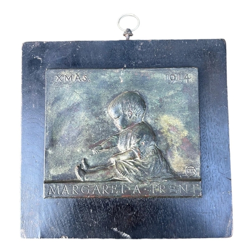 200 - THREE 19TH/20TH CENTURY BRONZE RELIEF PLAQUESComprising an oval plaque showing Dante & Beatrice, Pro... 