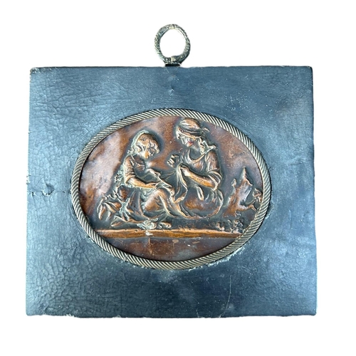 200 - THREE 19TH/20TH CENTURY BRONZE RELIEF PLAQUESComprising an oval plaque showing Dante & Beatrice, Pro... 