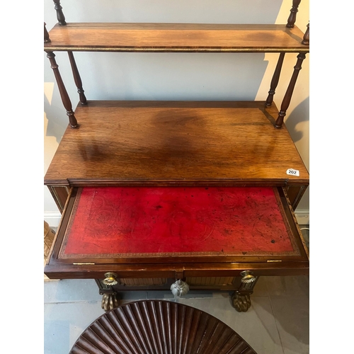 202 - A 19TH CENTURY REGENCY ROSEWOOD AND BRASS MOUNTED SECRETAIRE CHIFFONIER With two shelves above ... 