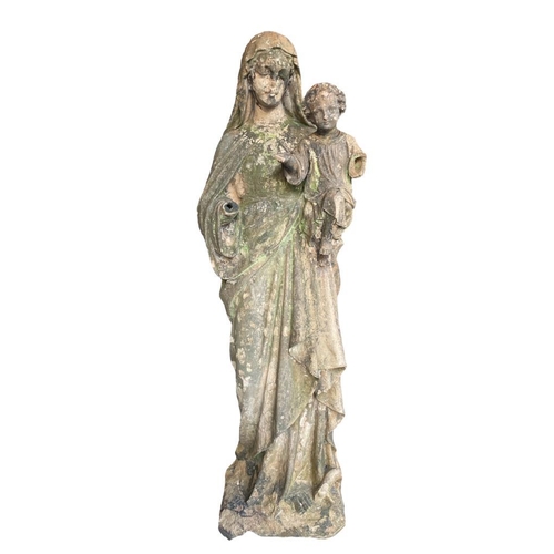 266 - A LARGE 17TH/18TH CENTURY (POSSIBLY FRENCH) TERRACOTTA MADONNA AND CHILD
With traces of polychrome.
... 