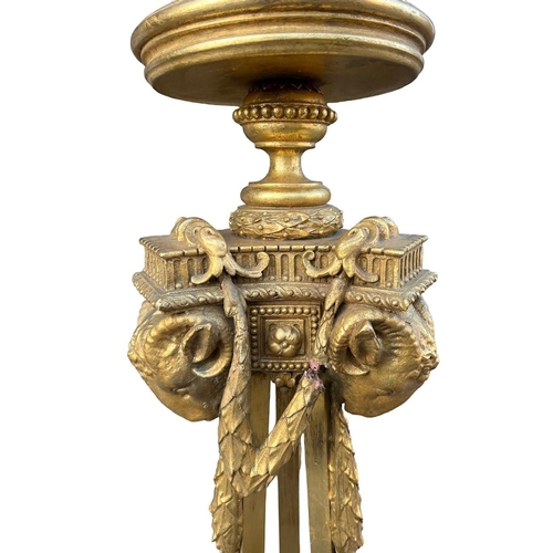 272 - MANY OF ROBERT ADAM, A PAIR OF 19TH CENTURY NEOCLASSICAL DESIGN CARVED GILTWOOD TORCHERE STANDS
The ... 