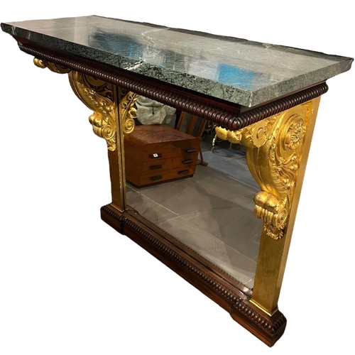 237 - MANNER OF GEORGE SMITH, A REGENCY ROSEWOOD AND PARCEL GILT CONSOLE TABLEThe rectangular marble top a... 