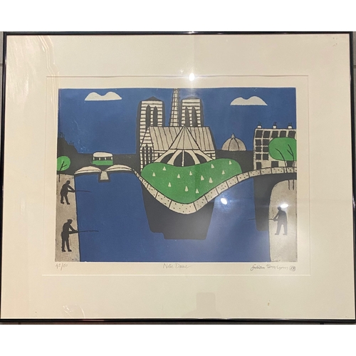 277 - JULIAN TREVELYAN, BRITISH, 1910 - 1988, A LIMITED EDITION COLOURED ENGRAVING
Titled ‘Notre Dame’, si... 