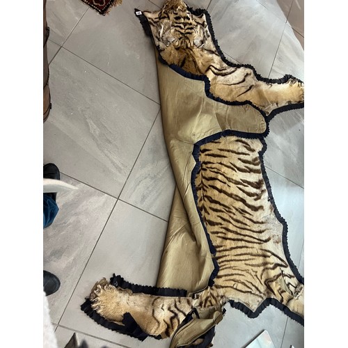 261 - VAN INGEN & VAN INGEN, MYSORE, INDIA, A TAXIDERMY ADULT BENGAL TIGER SKIN RUG Having flathead and li... 