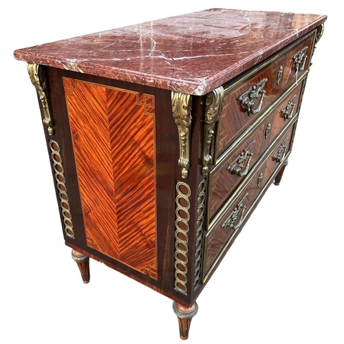 201 - MANNER OF JEAN-HENRI RIESENER, A LATE 19TH CENTURY FRENCH LOUIS XVI DESIGN KINGWOOD AND GILT METAL M... 